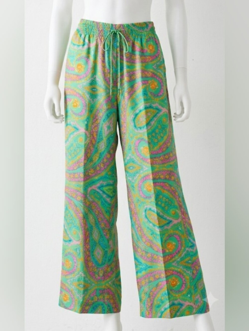 Ralph Lauren Paisley Wide Leg Cropped Palazzo Pants (XS) Vibrant Everyday Comfy
